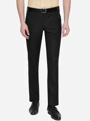 Black Solid Uno Fit Casual Trouser | JadeBlue