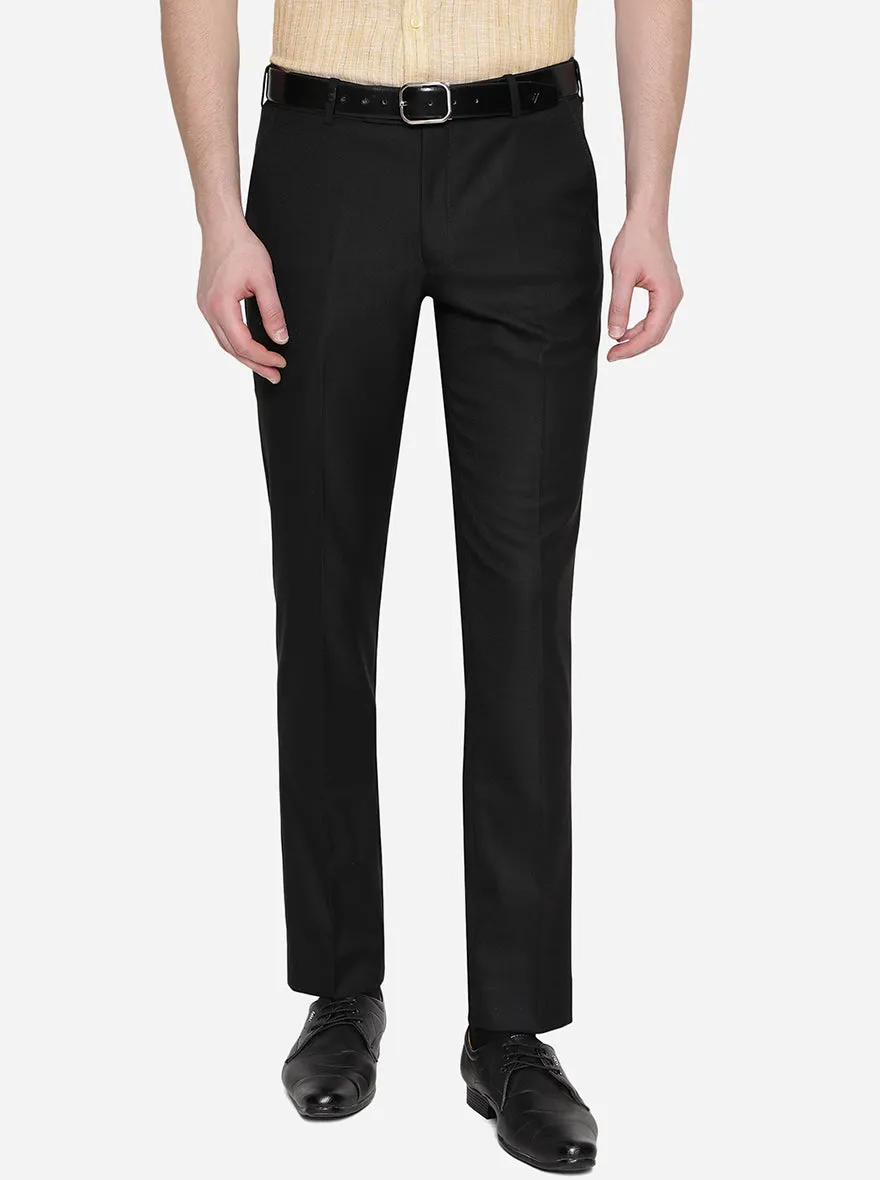 Black Solid Uno Fit Casual Trouser | JadeBlue
