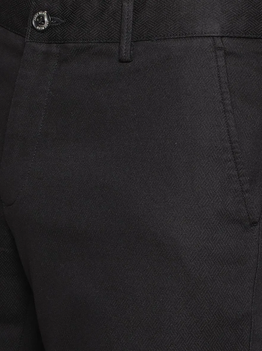Black Solid Uno Fit Casual Trouser | JadeBlue