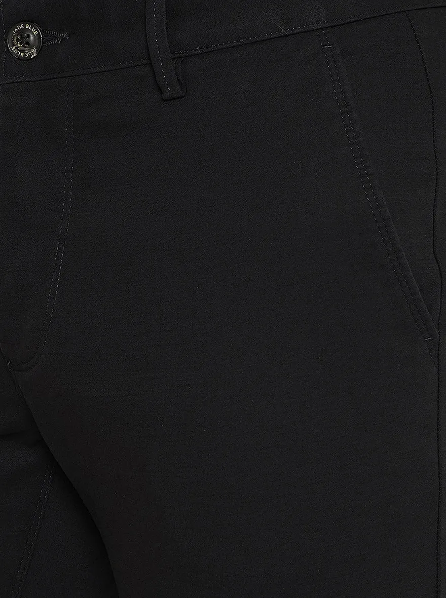 Black Solid Uno Fit Casual Trouser | JadeBlue