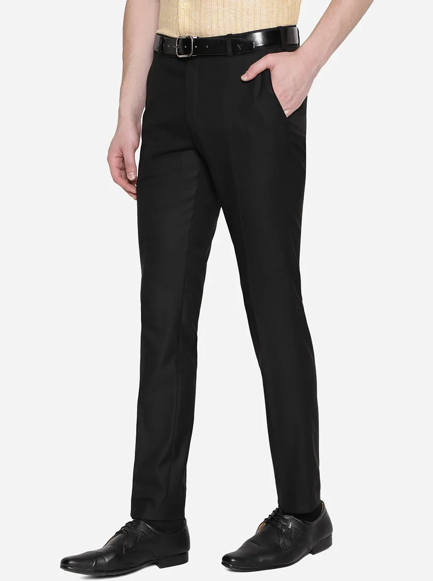 Black Solid Uno Fit Casual Trouser | JadeBlue