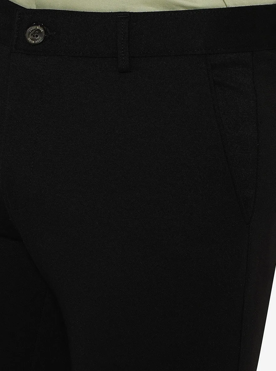 Black Solid Venice Fit Casual Trouser | JadeBlue