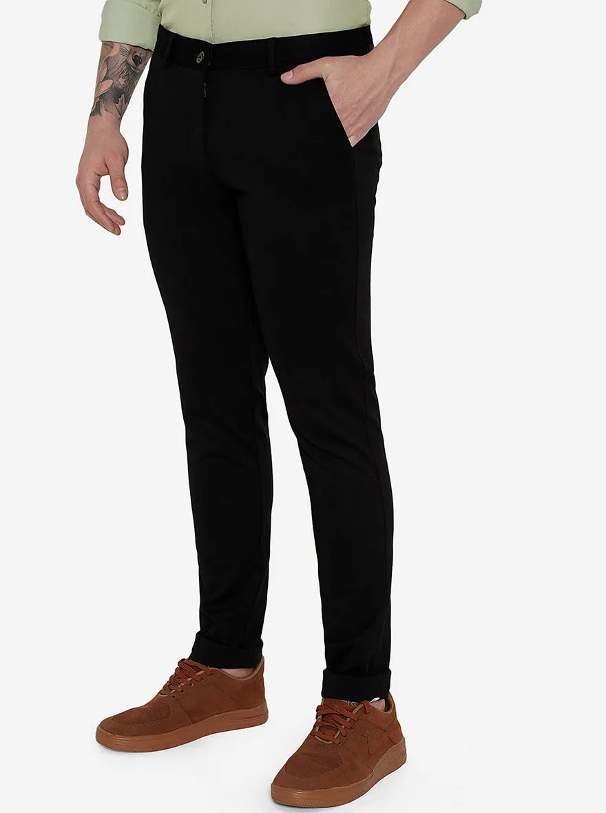Black Solid Venice Fit Casual Trouser | JadeBlue
