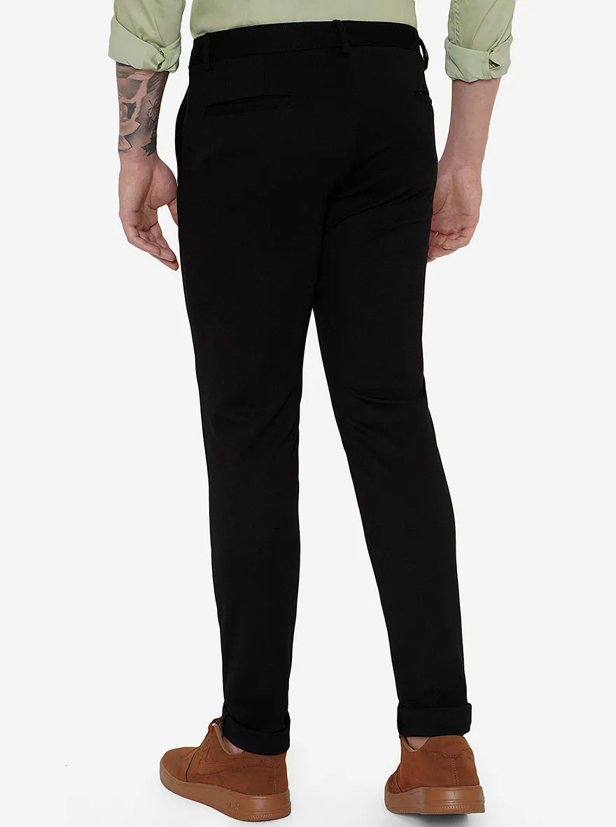 Black Solid Venice Fit Casual Trouser | JadeBlue