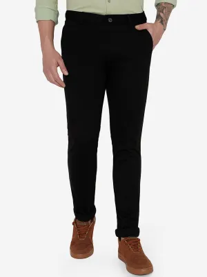 Black Solid Venice Fit Casual Trouser | JadeBlue