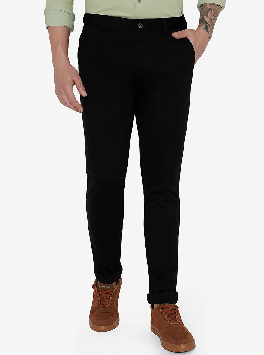 Black Solid Venice Fit Casual Trouser | JadeBlue