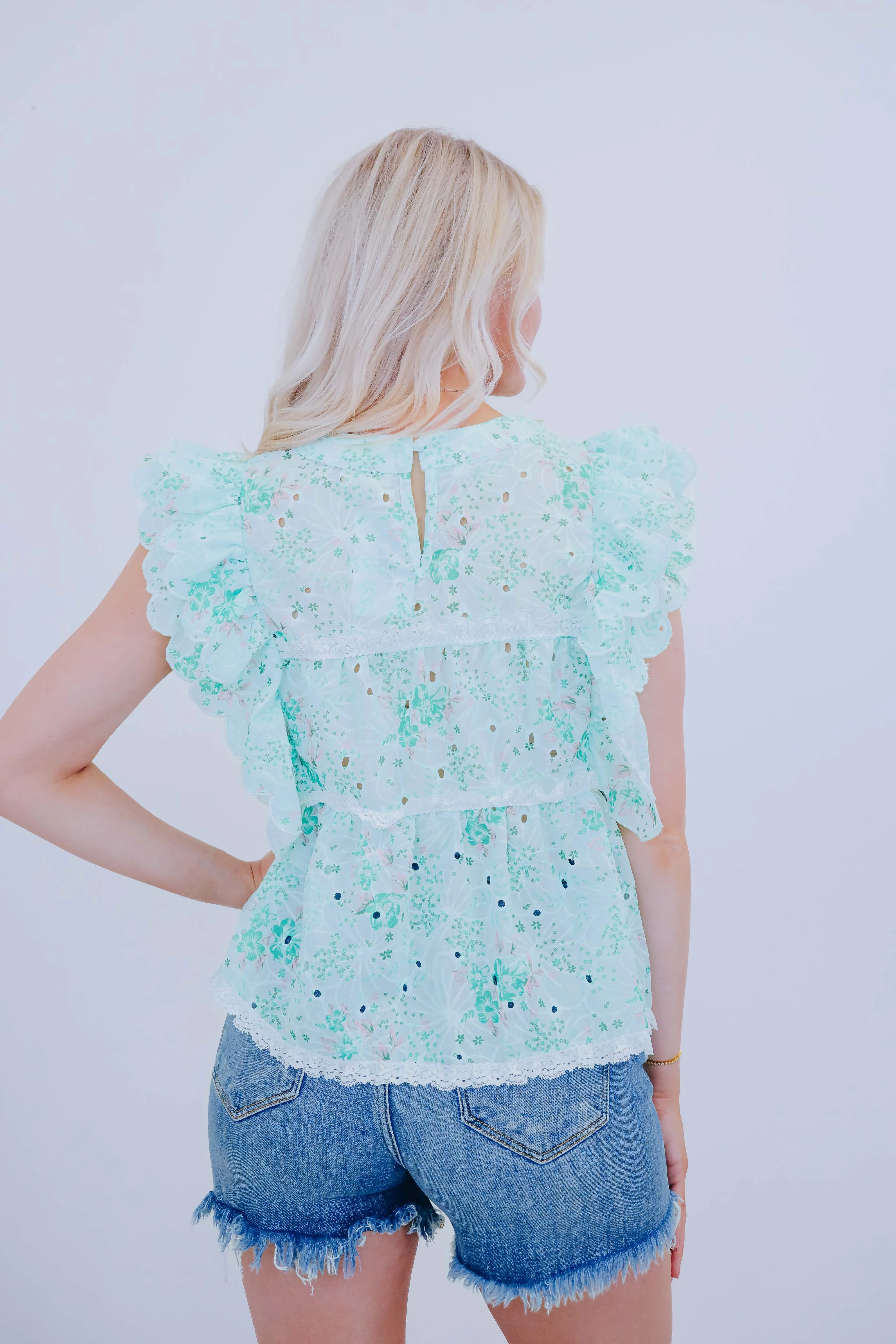 Blooming Lace Ruffled Babydoll Top By POL- 2 Colors