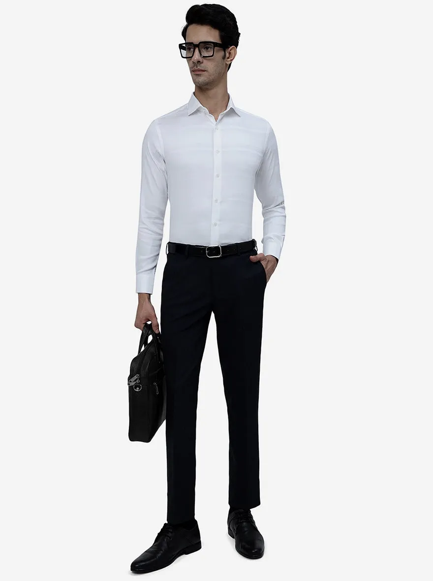 Blue Solid Slim Fit Formal Trouser | JB Studio