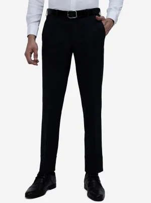 Blue Solid Slim Fit Formal Trouser | JB Studio