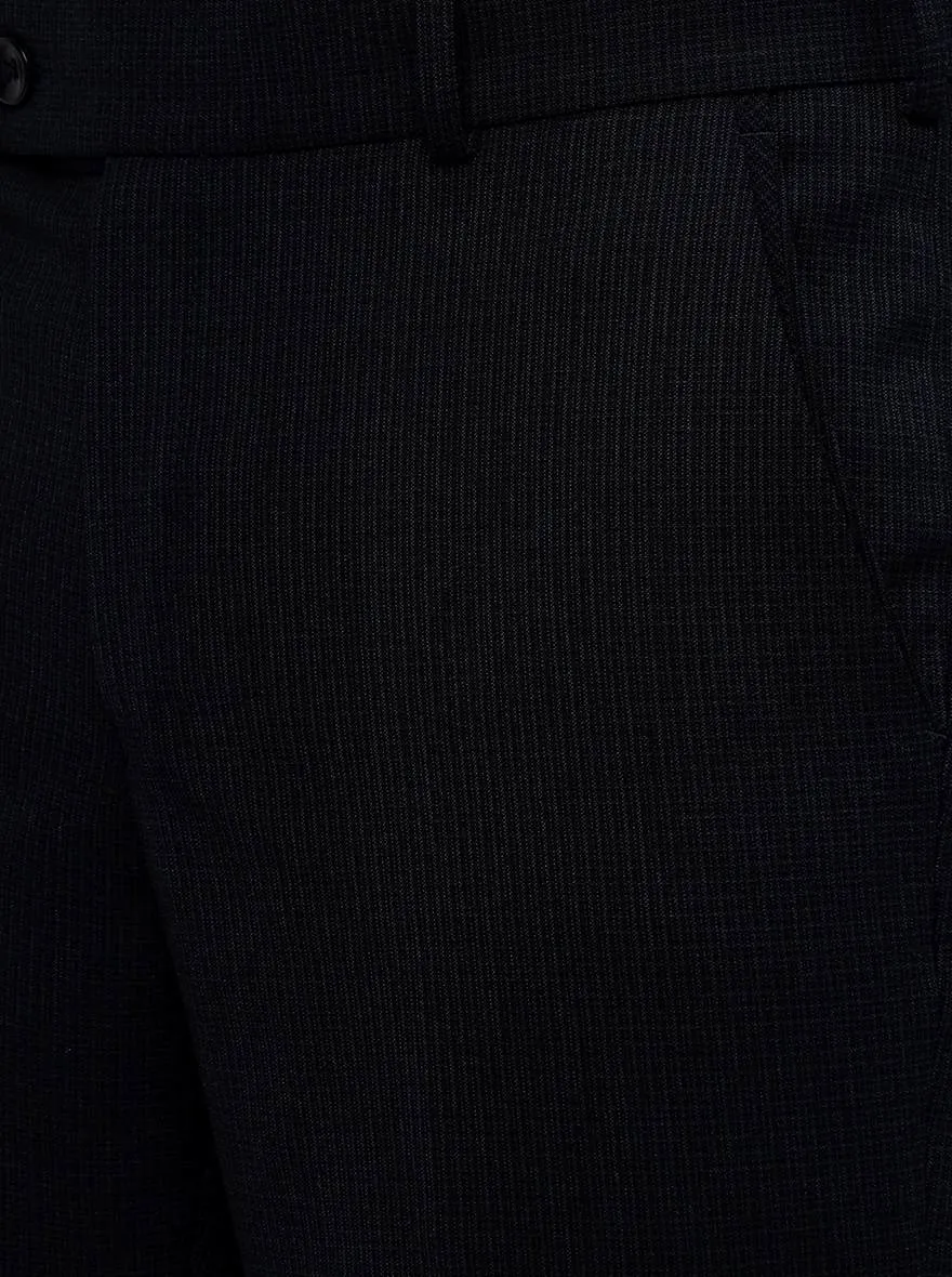 Blue Solid Slim Fit Formal Trouser | JB Studio