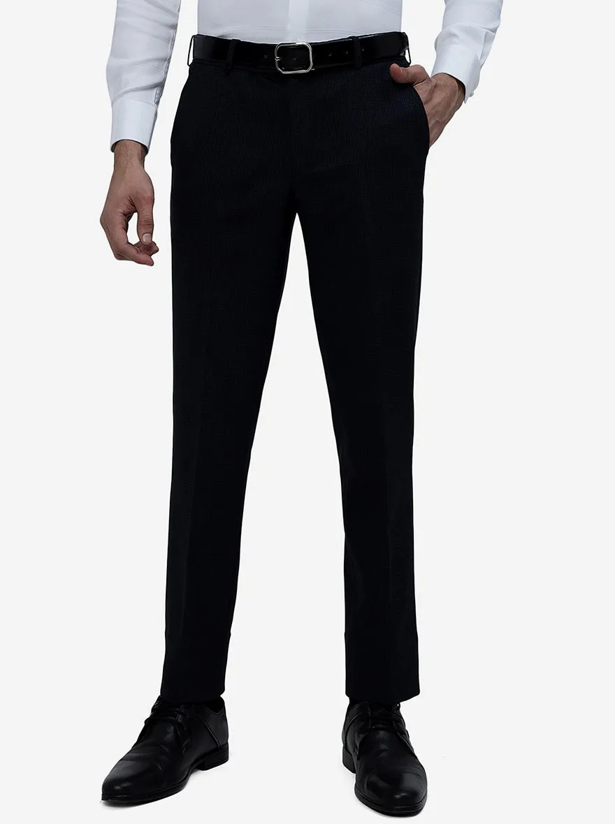 Blue Solid Slim Fit Formal Trouser | JB Studio