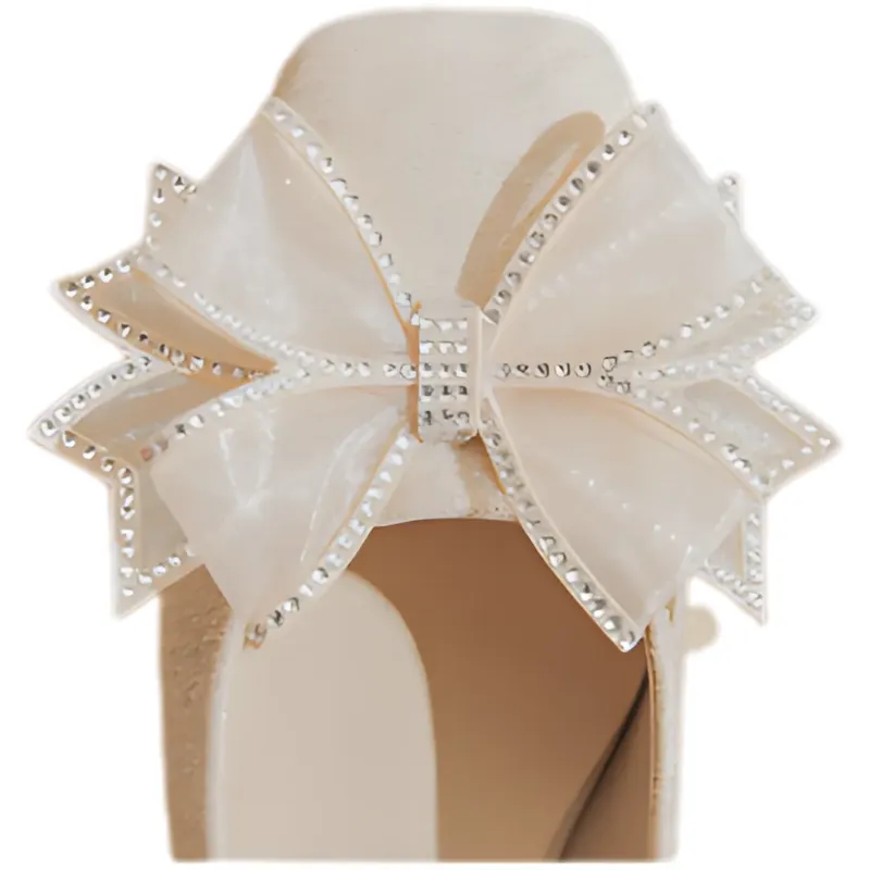 Bow Square-Toe Block-Heel Pumps