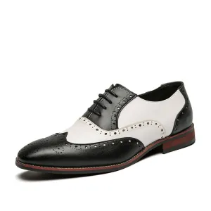 British Style Hit Color Lace-Up Brogues Low-Cut Personality Men's Shoes Trend