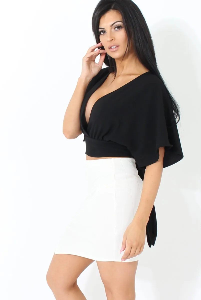 Brody White Asymmetric Ribbed Skirt