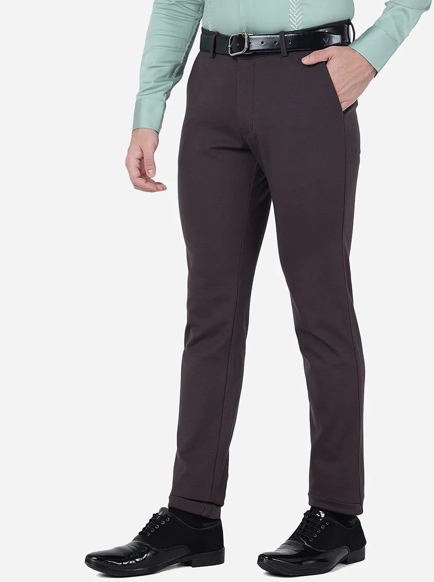 Brown Solid Slim Fit Club Wear Trouser | JB Studio