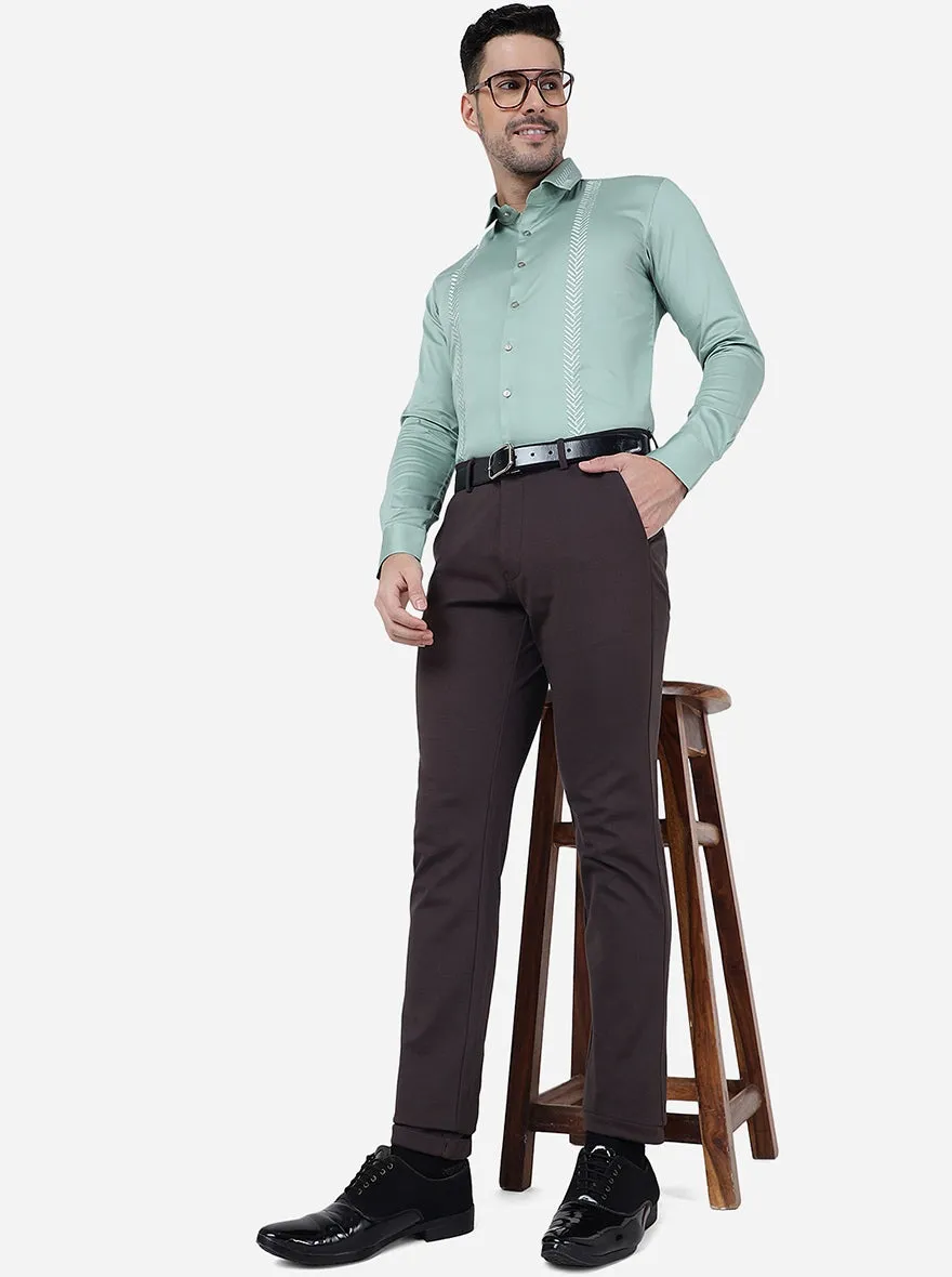 Brown Solid Slim Fit Club Wear Trouser | JB Studio