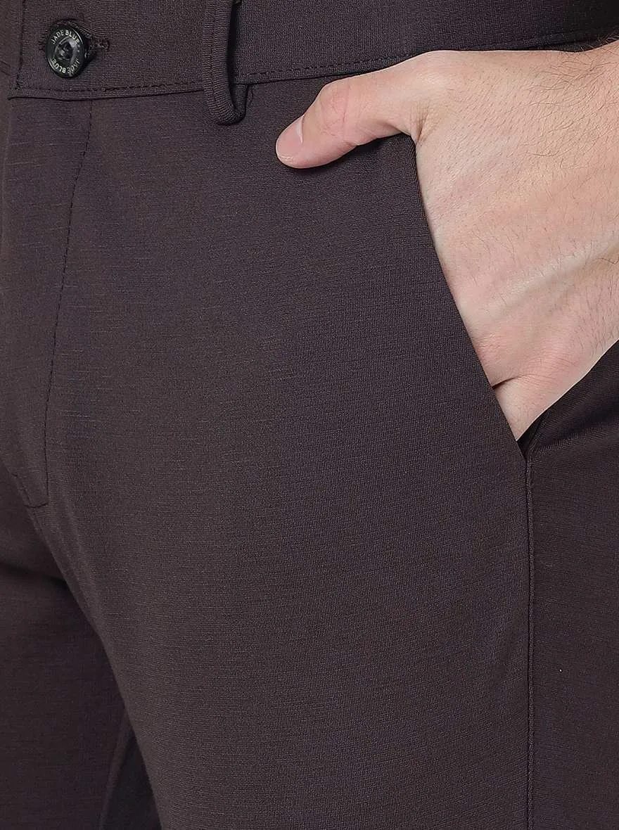 Brown Solid Slim Fit Club Wear Trouser | JB Studio