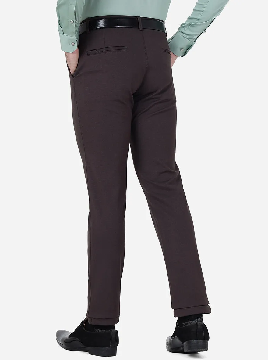 Brown Solid Slim Fit Club Wear Trouser | JB Studio