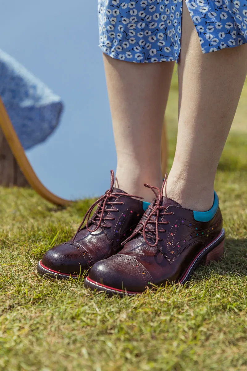 Brown Star Embossed Leather Brogues Oxford