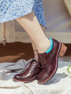 Brown Star Embossed Leather Brogues Oxford