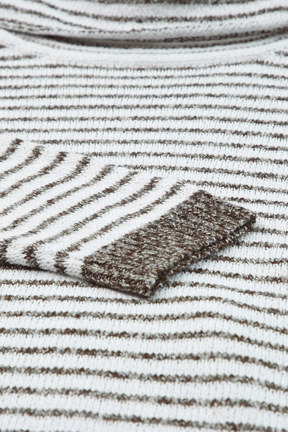 Brown Striped Turtleneck Loose Sweater