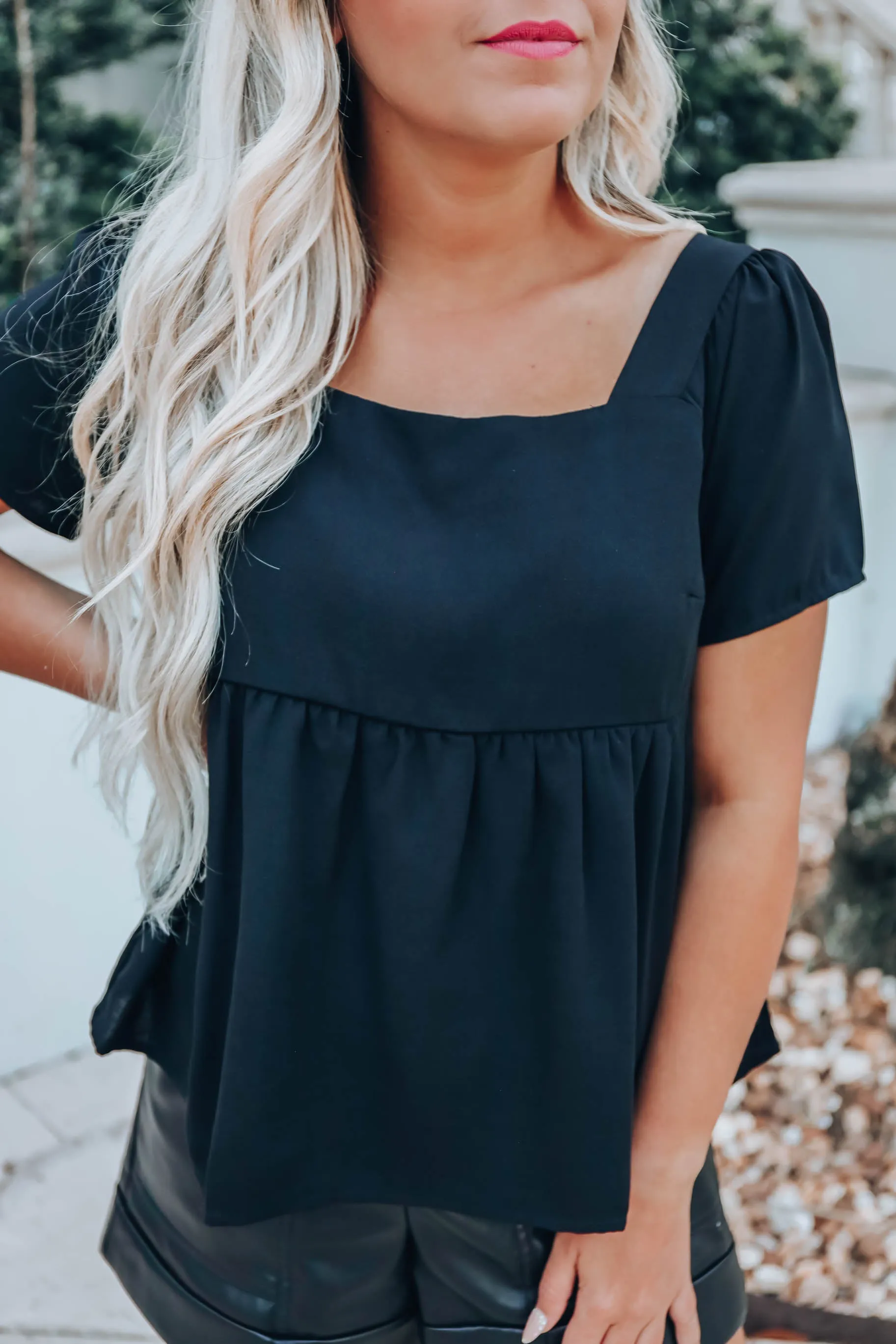 Carmen Babydoll Blouse - Black