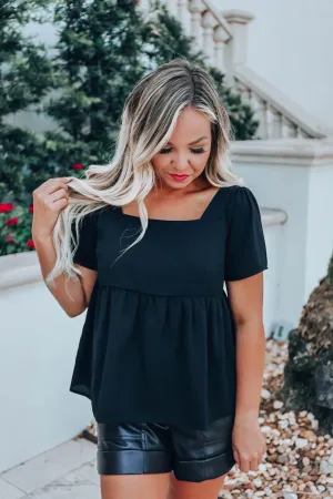 Carmen Babydoll Blouse - Black