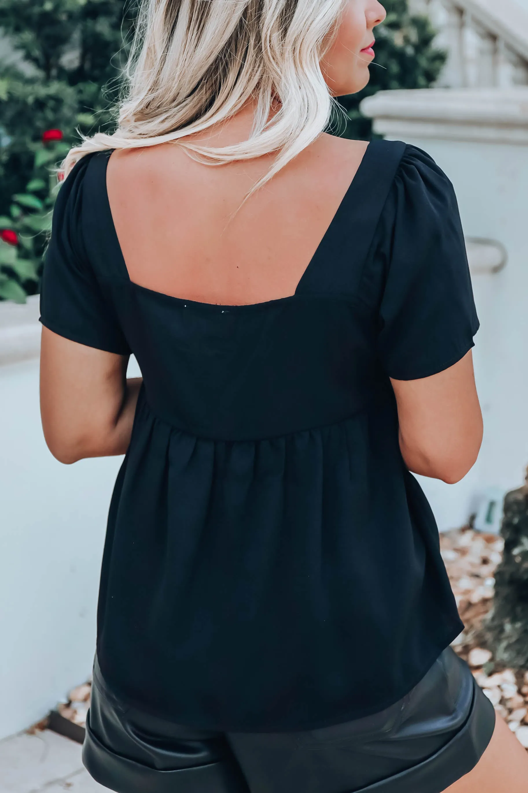 Carmen Babydoll Blouse - Black