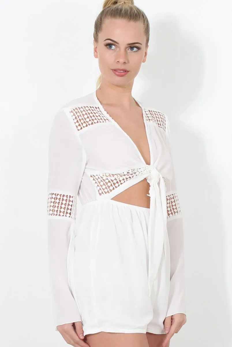 Carson White Crochet Detail Playsuit