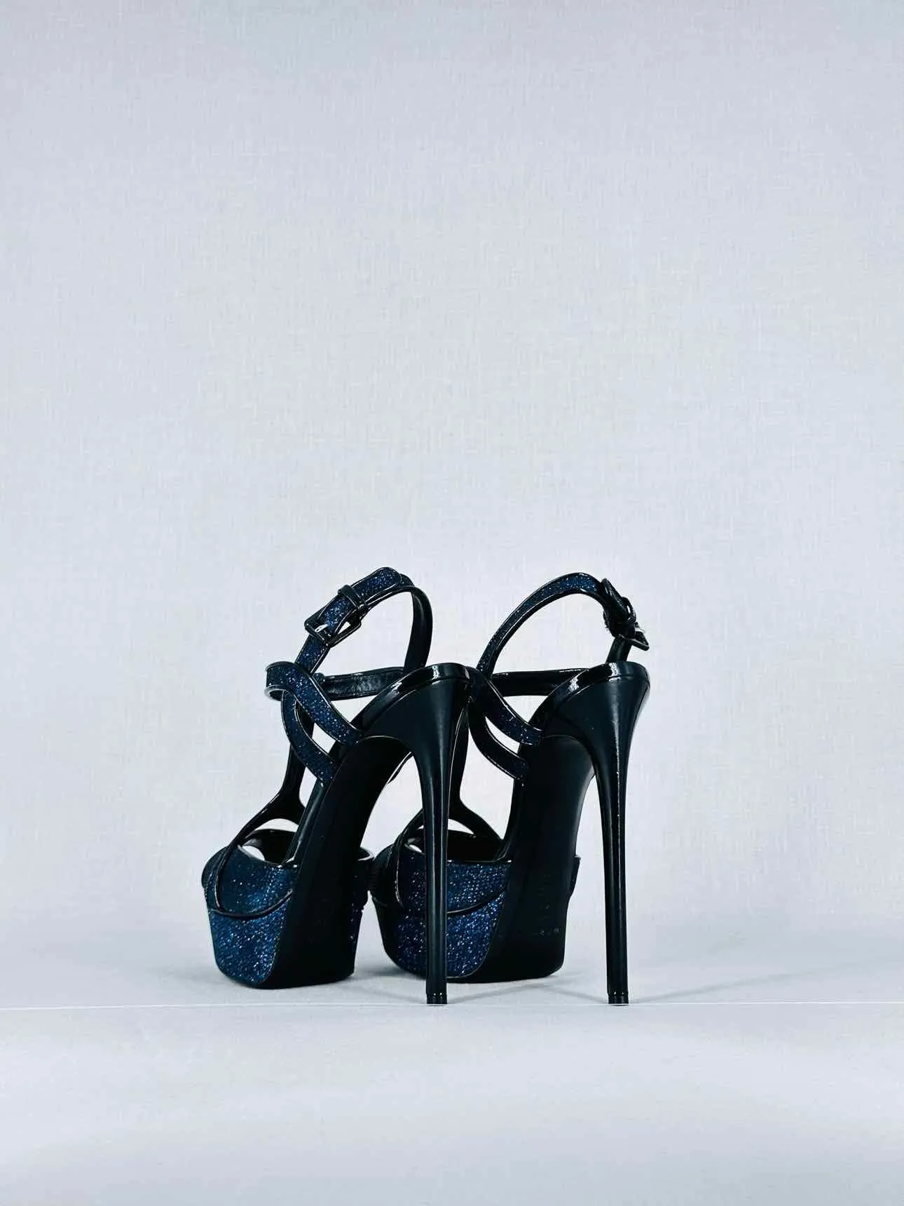 CASADEI Black & Blue Heeled Sandals 40