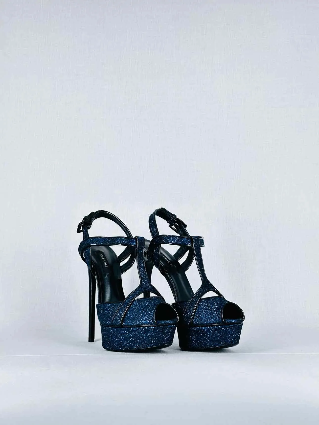 CASADEI Black & Blue Heeled Sandals 40