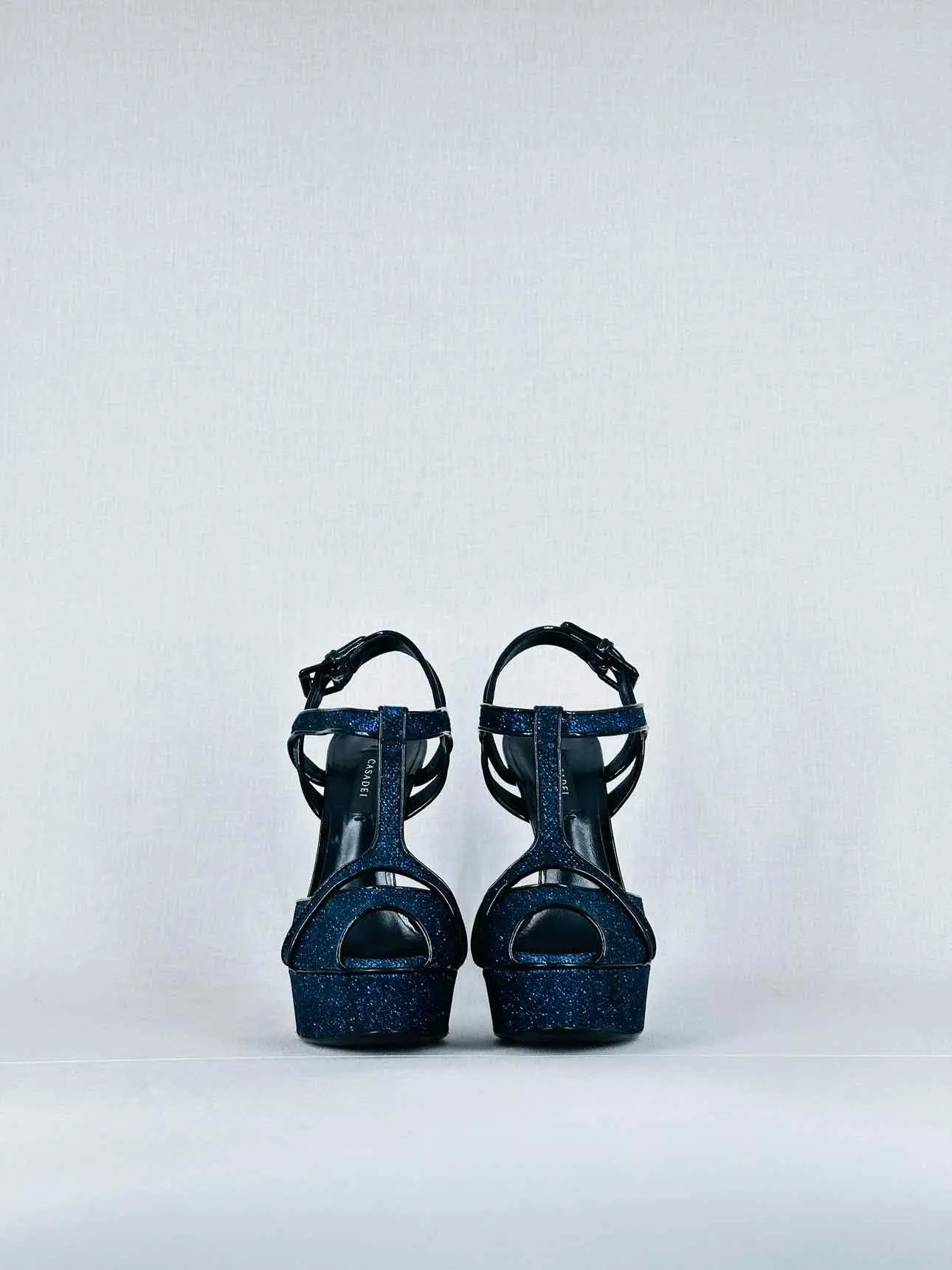CASADEI Black & Blue Heeled Sandals 40