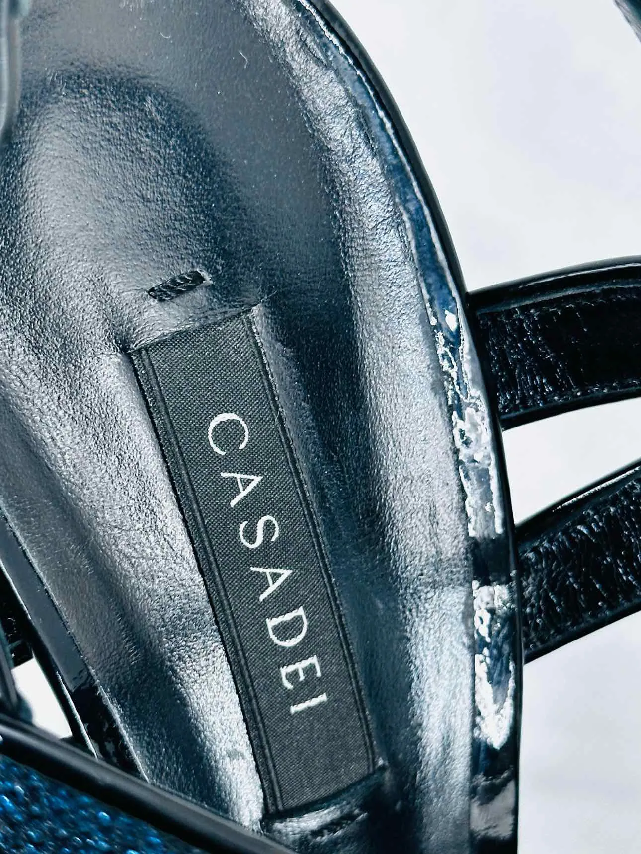 CASADEI Black & Blue Heeled Sandals 40