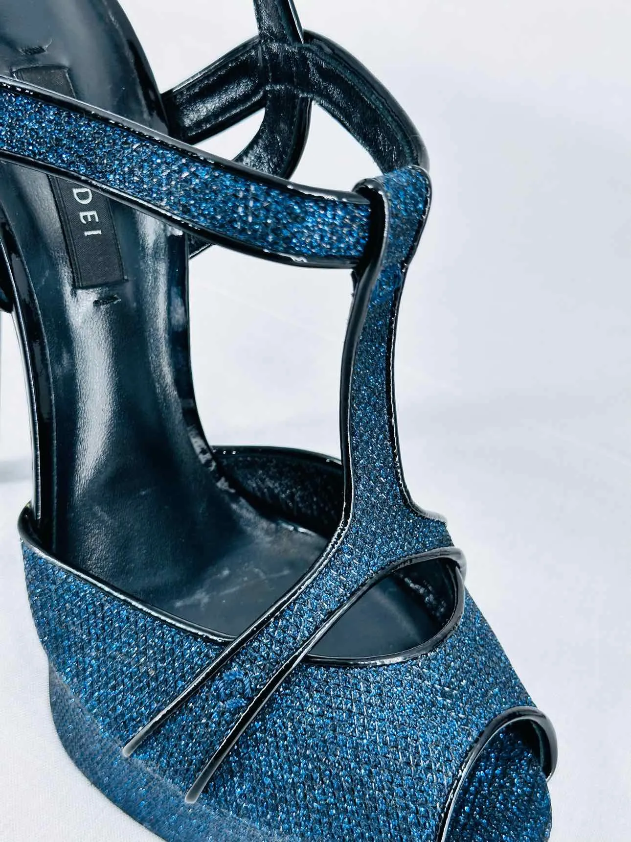 CASADEI Black & Blue Heeled Sandals 40