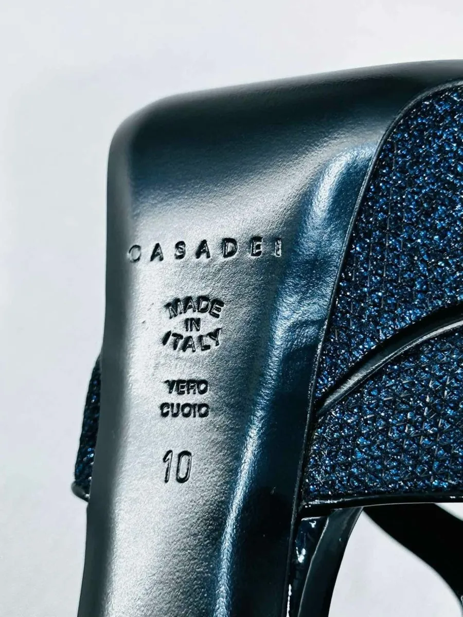 CASADEI Black & Blue Heeled Sandals 40