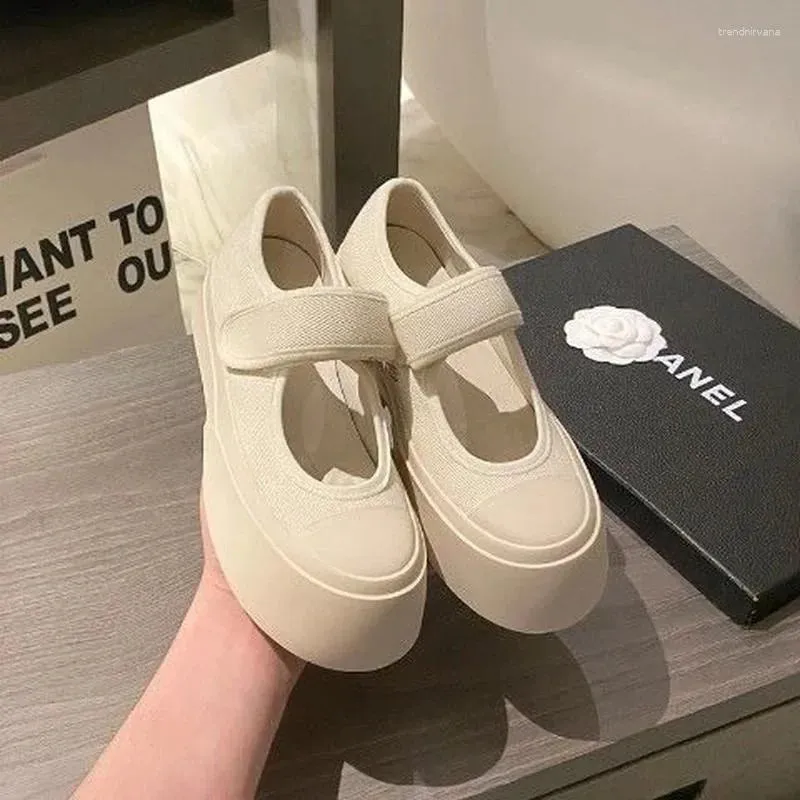 Casual Shoes  French Style Women Espadrilles Hook Loop Platform Zapatillas Mujer Black Daily Girls Mary Janes Vintage