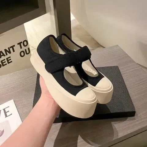 Casual Shoes  French Style Women Espadrilles Hook Loop Platform Zapatillas Mujer Black Daily Girls Mary Janes Vintage
