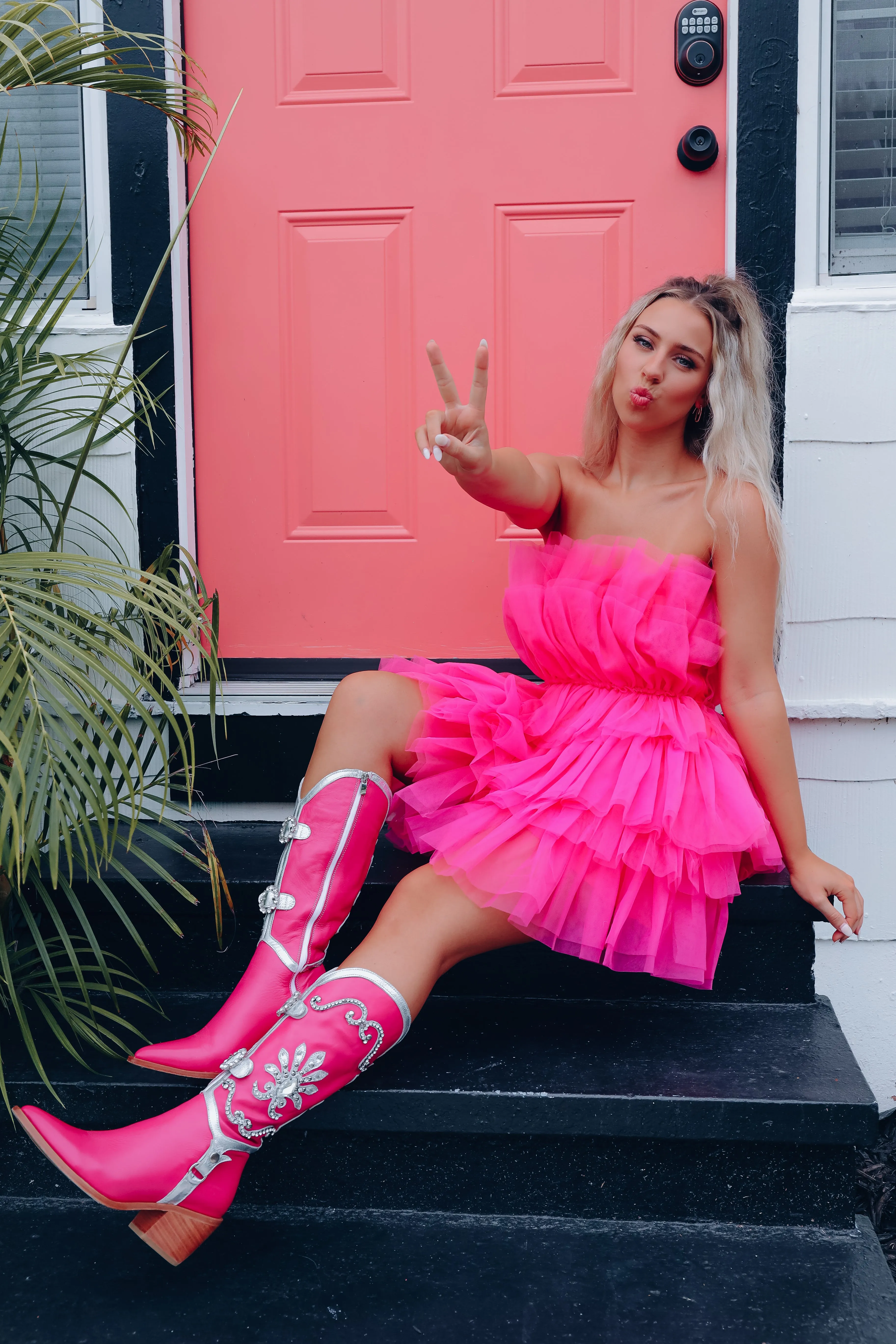 Champagne Problems Tulle Mini Dress - Hot Pink
