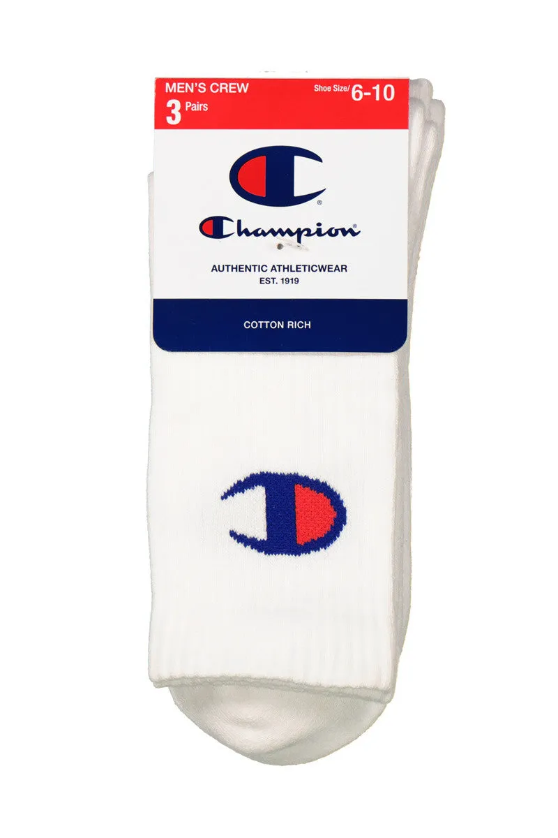 CHAMPION CREW C-LOGO 3 PACK SOCKS