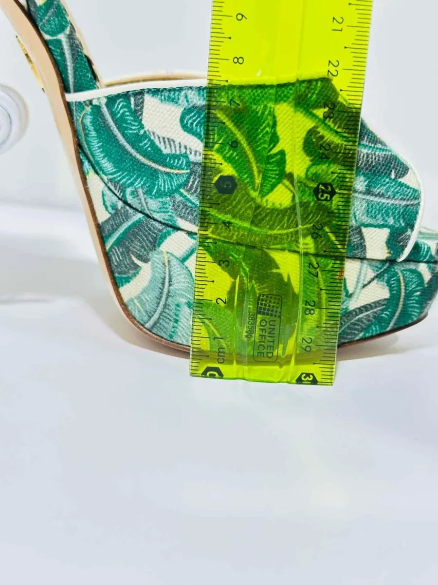 CHARLOTTE OLYMPIA Green & White Heeled Sandals 38