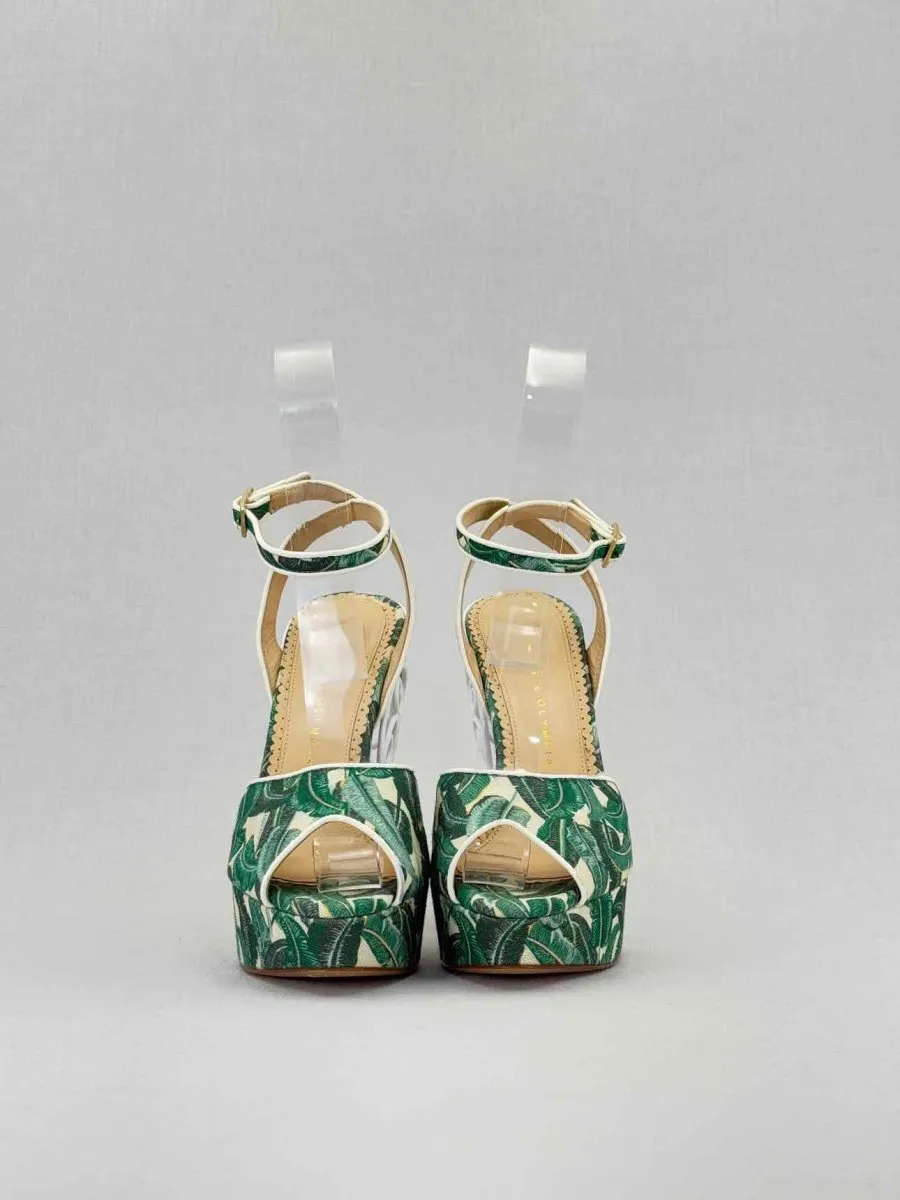 CHARLOTTE OLYMPIA Green & White Heeled Sandals 38