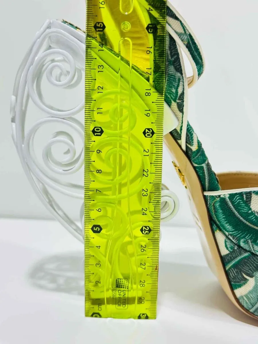 CHARLOTTE OLYMPIA Green & White Heeled Sandals 38