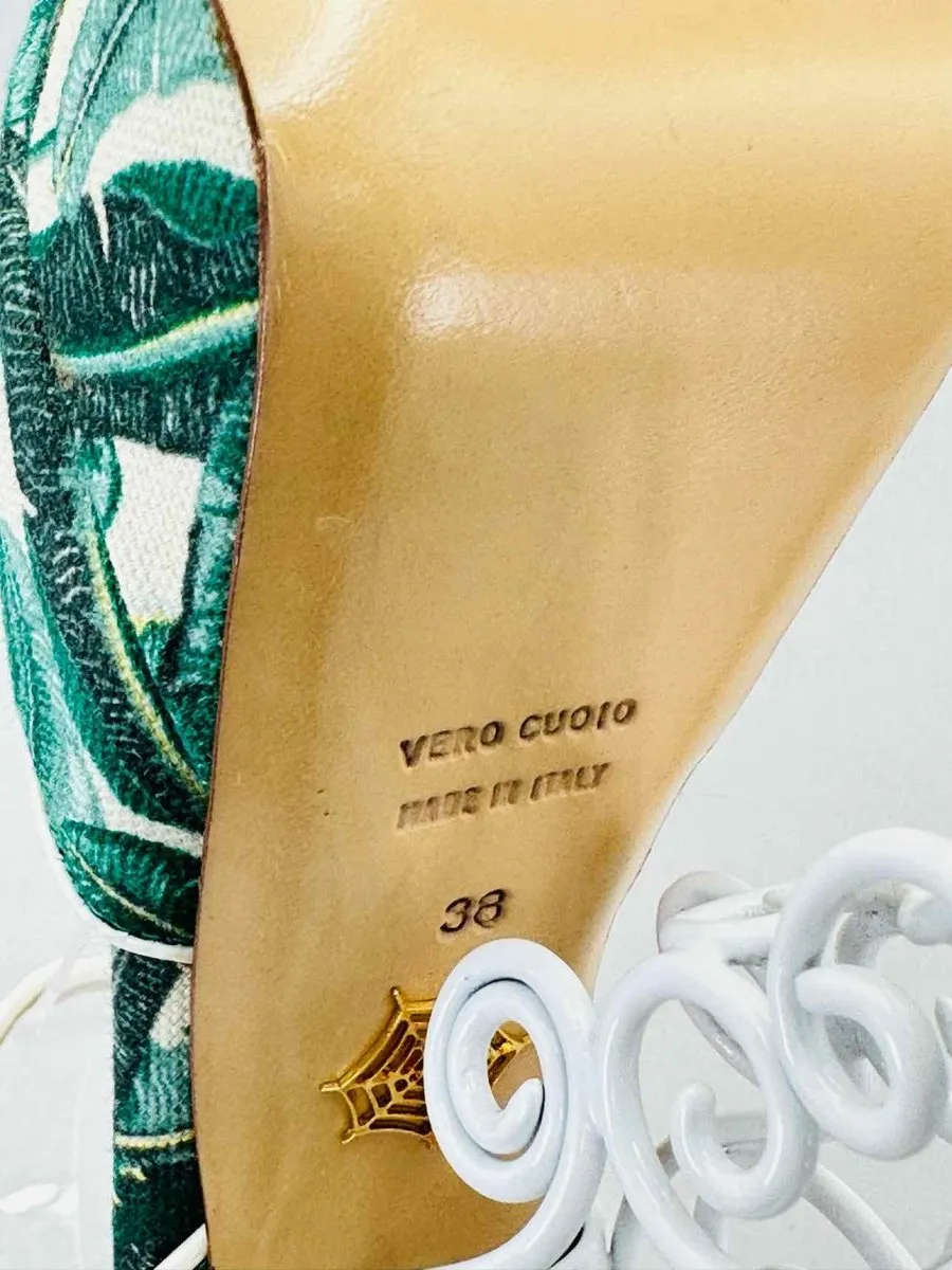CHARLOTTE OLYMPIA Green & White Heeled Sandals 38