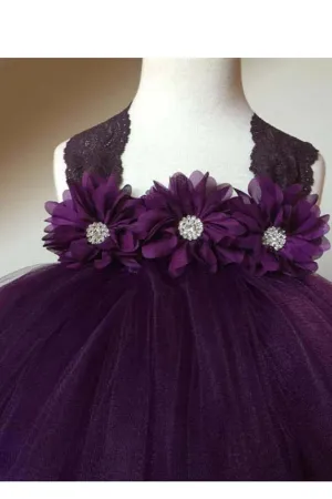 Charming Cute A-Line Tulle Flower Girl Dresses With Hand-made Flowers OHR040