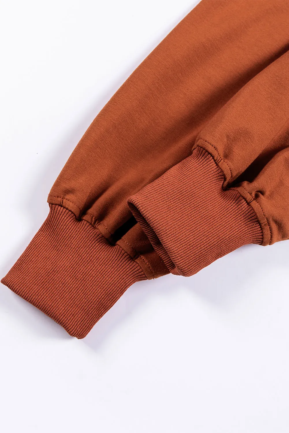 Chestnut V Neck Kangaroo Pocket Oversized Hoodie
