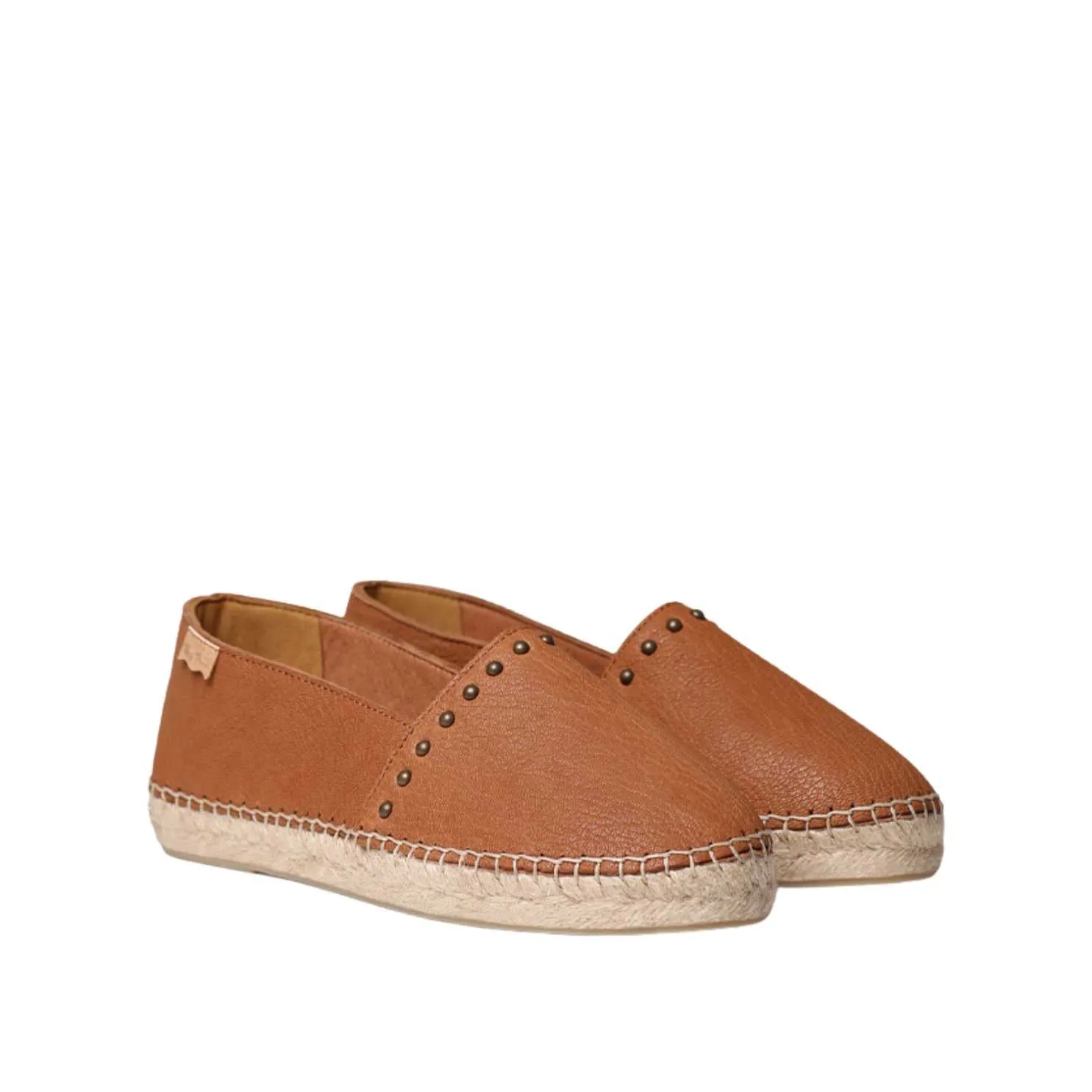 Closed Toe Leather Espadrilles with Studs for Women - Malta