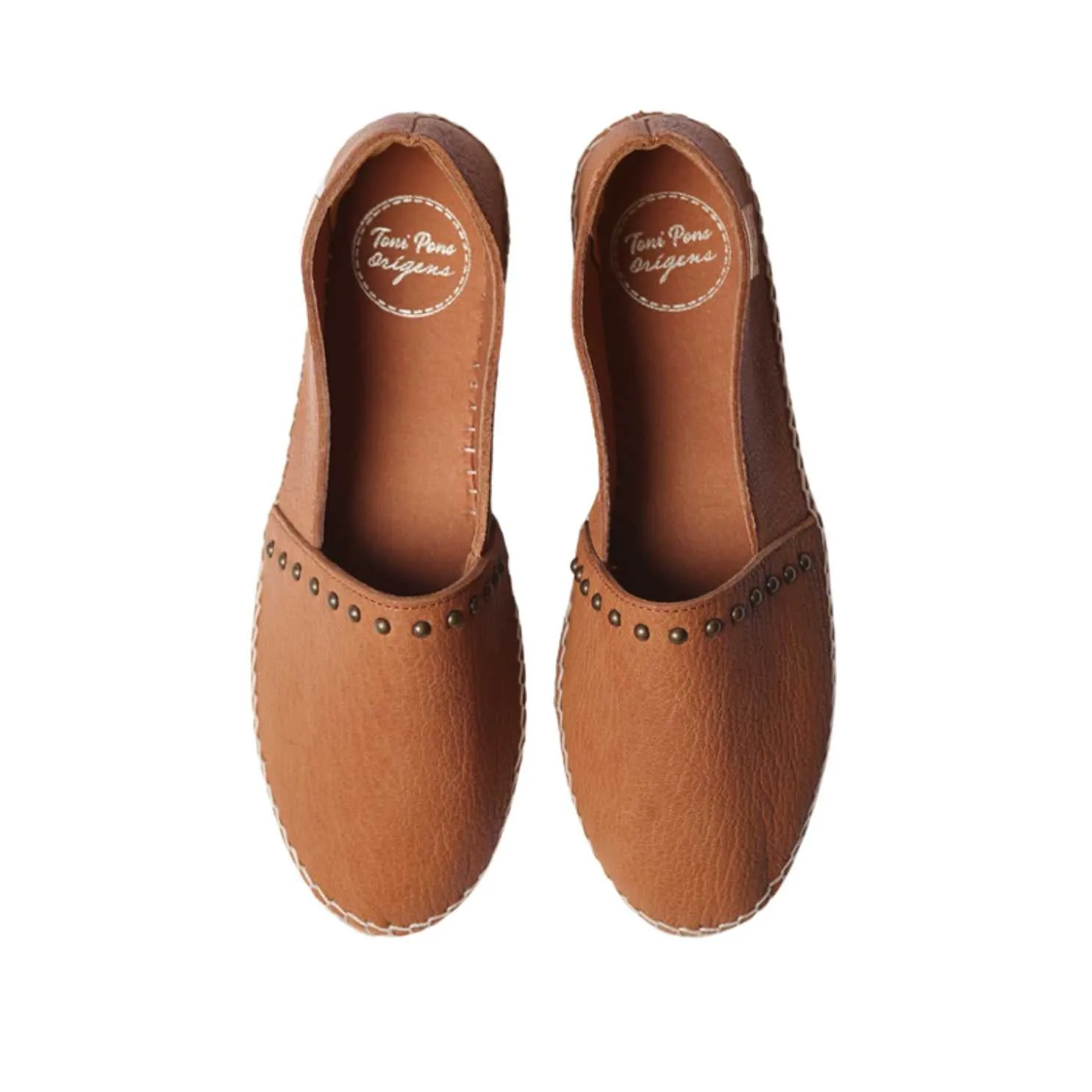 Closed Toe Leather Espadrilles with Studs for Women - Malta