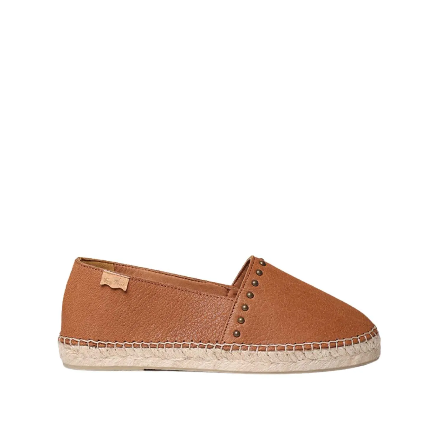 Closed Toe Leather Espadrilles with Studs for Women - Malta