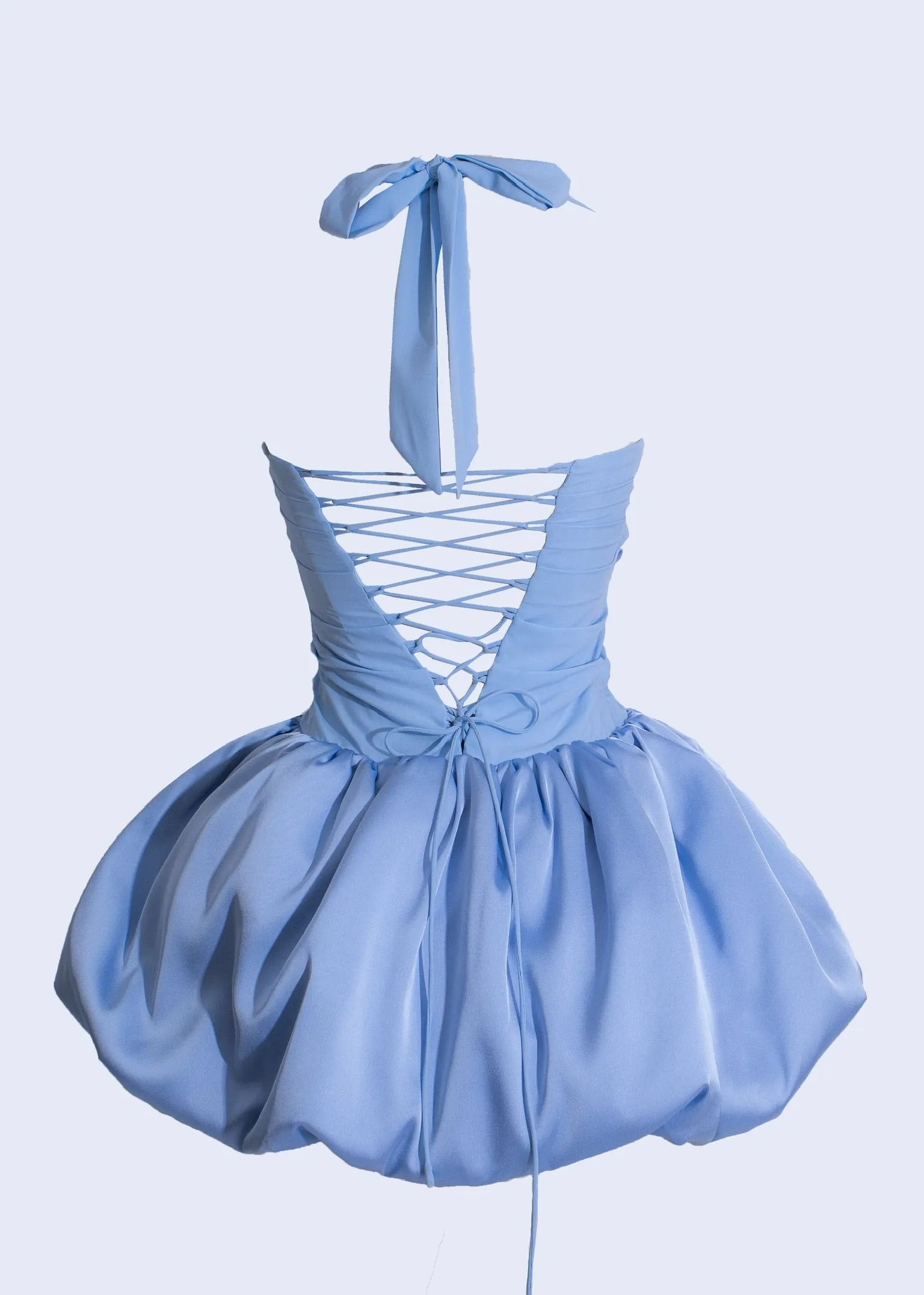 Cloudlight Ruffle Satin Mini Dress Blue