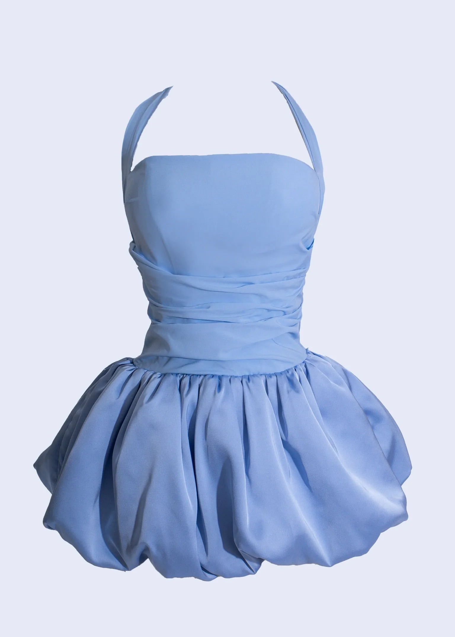 Cloudlight Ruffle Satin Mini Dress Blue